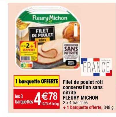 filet de poulet rôti conservation sans nitrite fleury michon