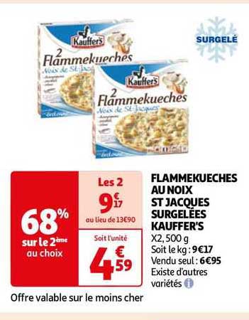 flammekueches au noix st jacques surgelées kauffer's