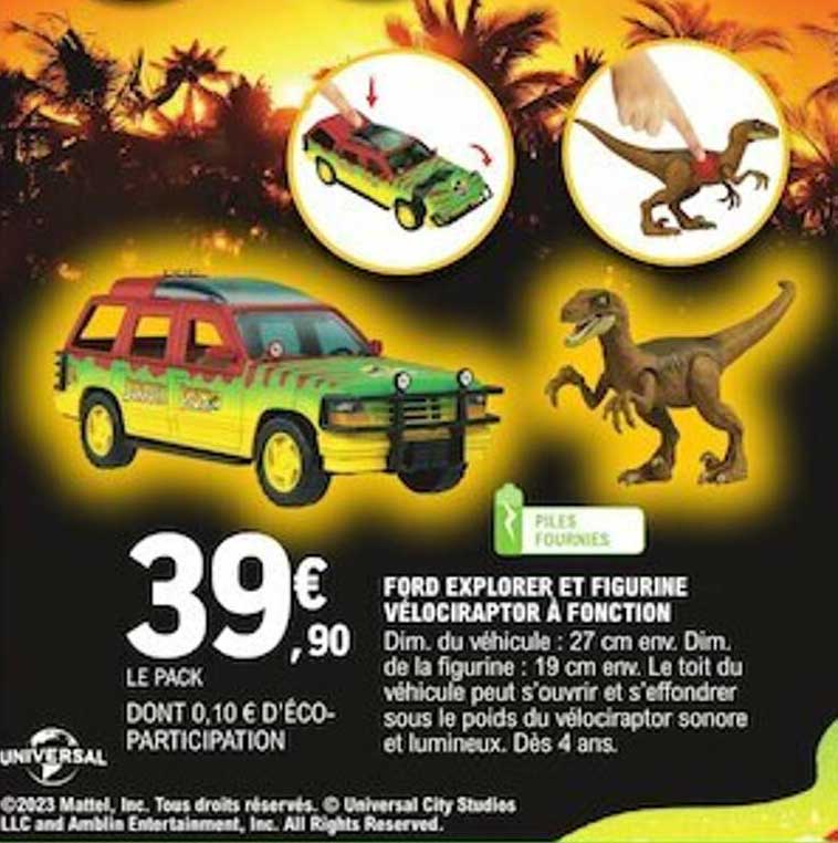 ford explorer et figurine vélociraptor à fonction
