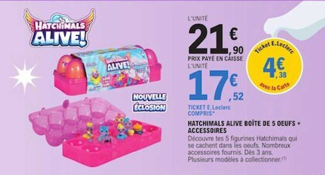 hatchimals alive boîte de 5 oeufs + accessoires