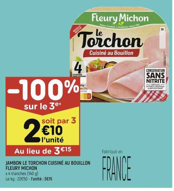 jambon le torchon cuisiné au bouillon fleury michon