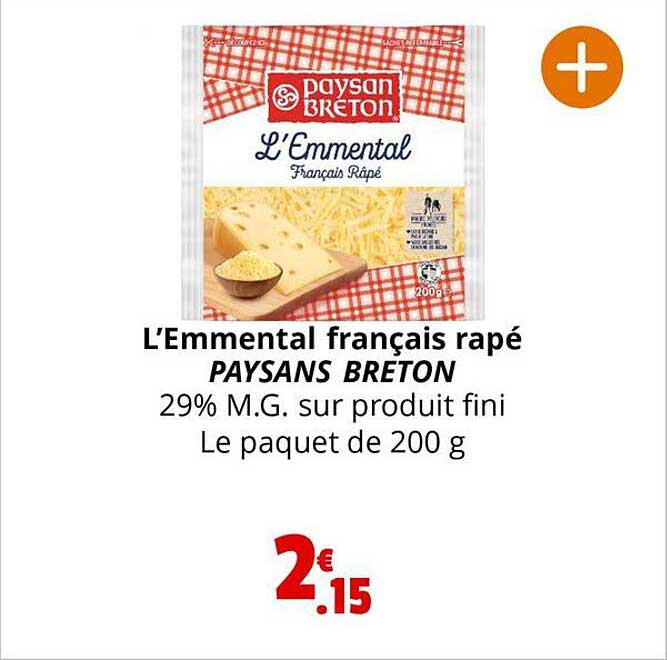 l'emmental français râpé paysan breton