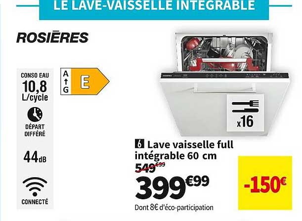 lave vaisselle full intégrale 60 cm rosières