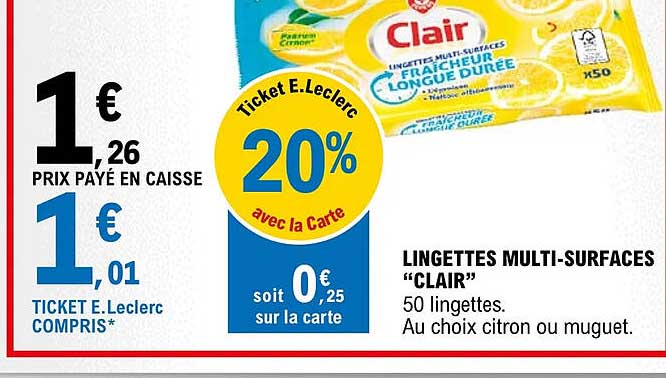 Lingettes Multi-surfaces "clair"