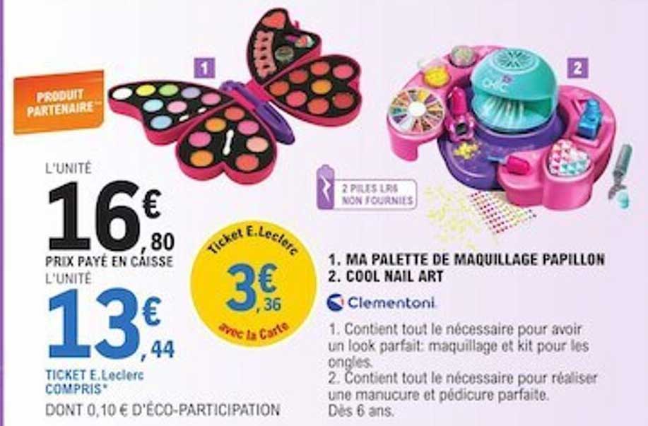 ma palette de maquillage papillon, cool nail art clementoni