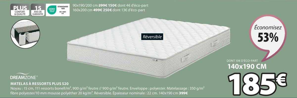 matelas à ressorts plus s20 dreamzone