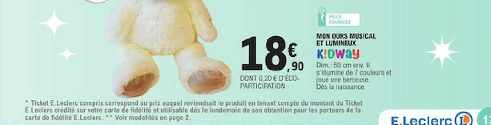 mon ours musical et lumineux kidway