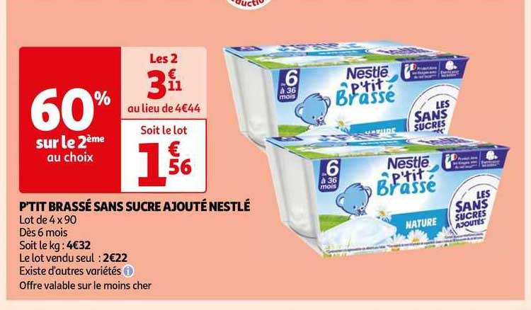 p'tit brassé sans sucre ajouté nestlé