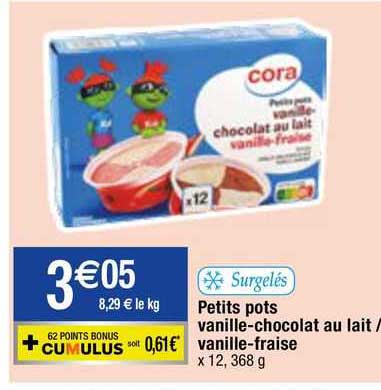 petits pots vanille-chocolat au lait / vanille-fraise