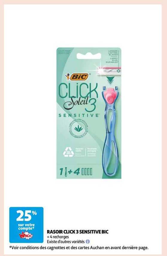 rasoir click 3 sensitive bic