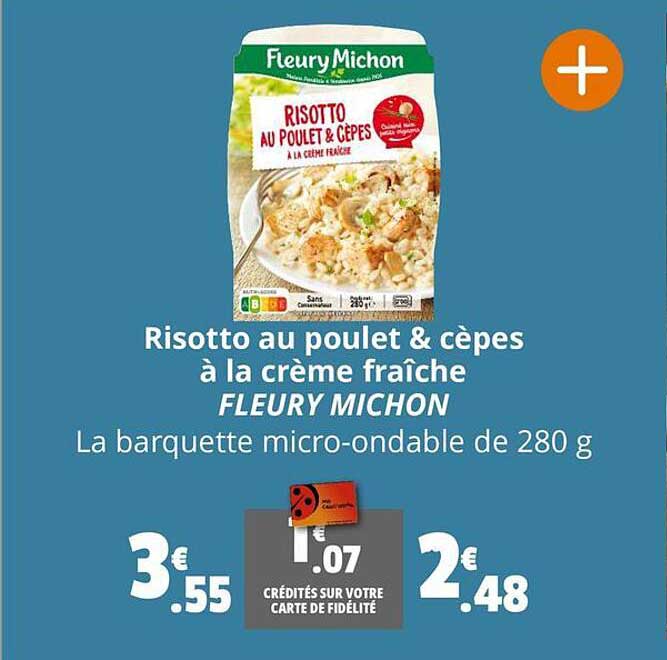 risotto au poulet & cèpes à la crème fraîche fleury michon