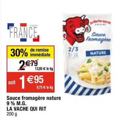 sauce fromagère nature 9% m.g. la vache qui rit