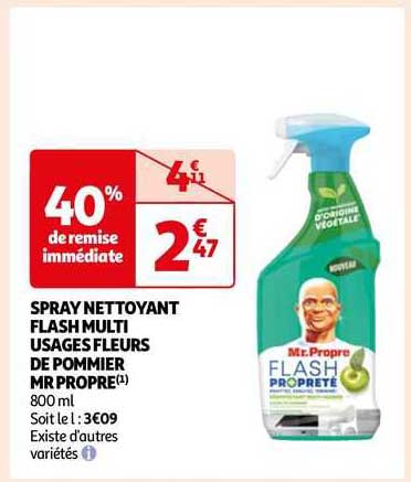 spray nettoyant flash multi usages fleurs de pommier mr propre