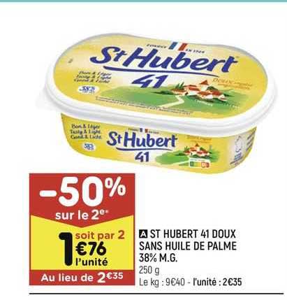 st hubert 41 doux sans huile de palme 38% m.g.