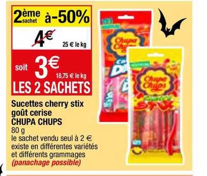 sucettes cherry stix goût cerise chupa chups