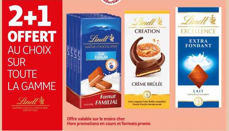 sur toute la gamme lindt  2+1 offert
