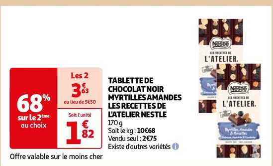 tablette de chocolat noir myrtilles amandes les recettes de l'atelier nestlé