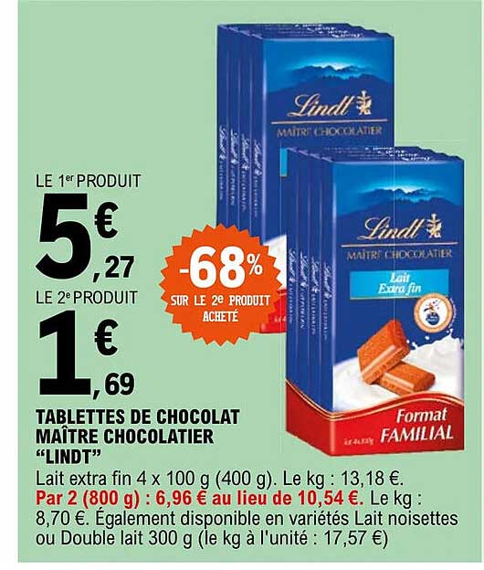 tablettes de chocolat maître chocolatier "lindt"