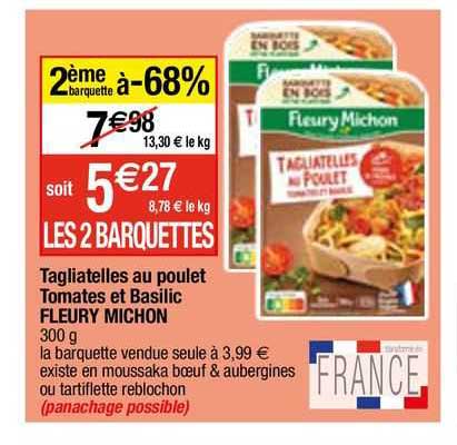 tagliatelles au poulet tomates et basilic fleury michon