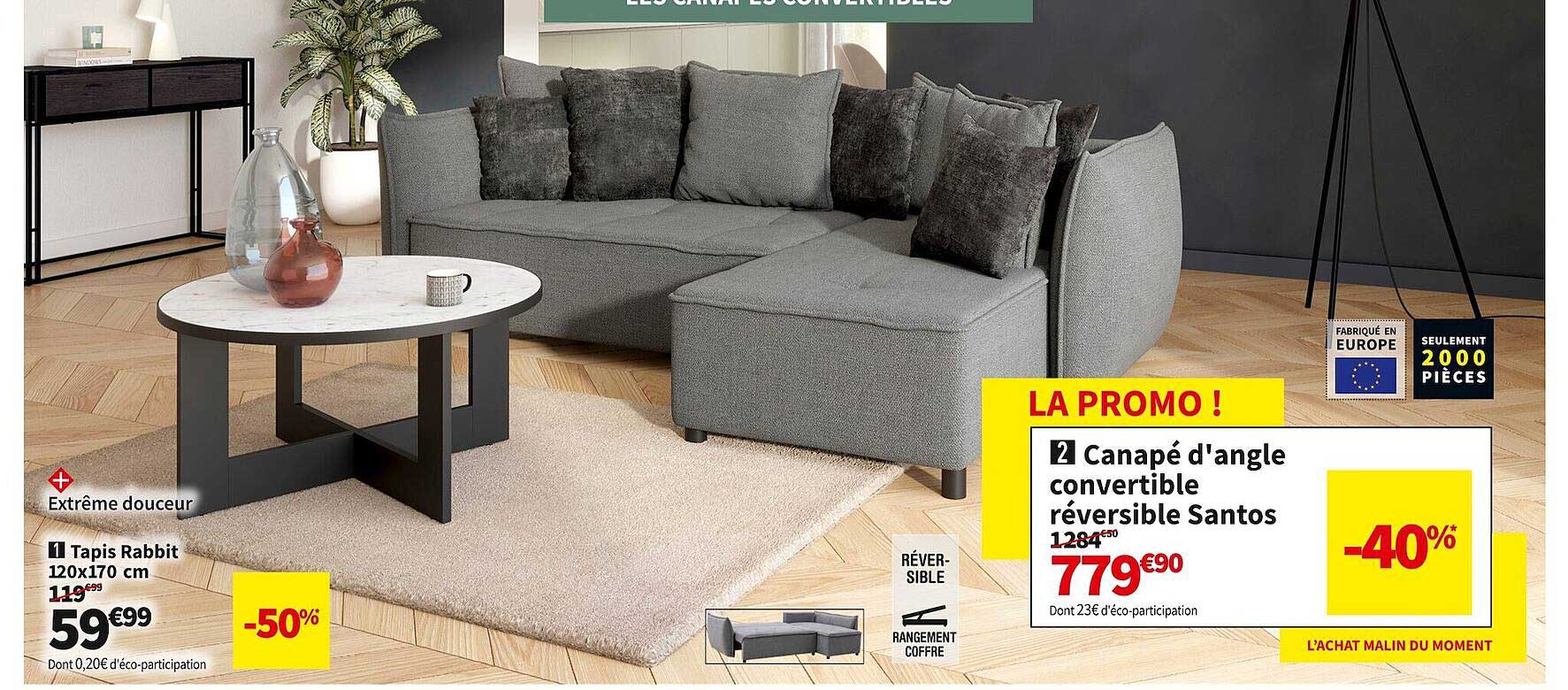 Tapis Rabbit Ou Canapé D'angle Convertible Réversible Santos