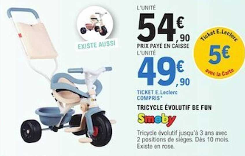 tricycle évolutif be fun smoby