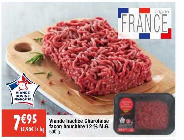 viande hachée charolaise façon bouchère 12% m.g.