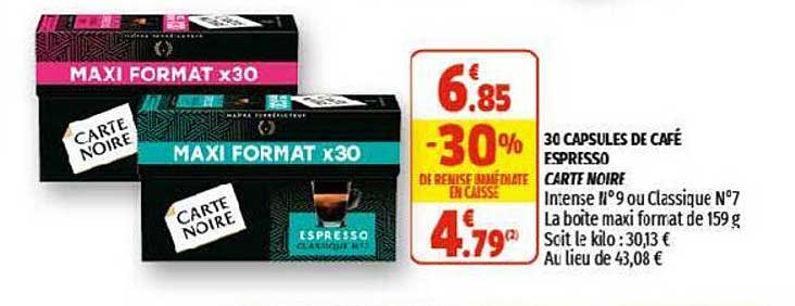30 Capsules De Café Espresso Carte Noire