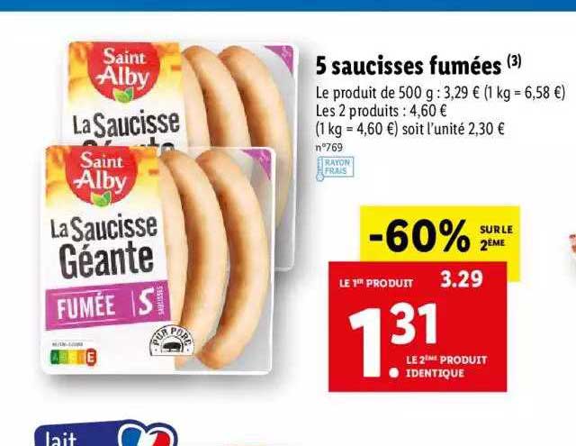 5 saucisses fumées saint alby