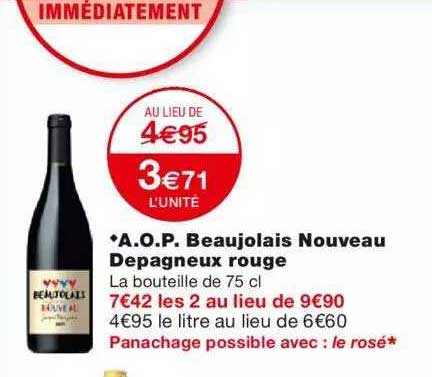 a.o.p. beaujolais nouveau depagneux rouge