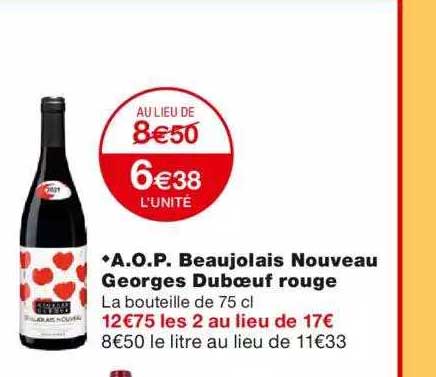 a.o.p. beaujolais nouveau georges duboeuf rouge
