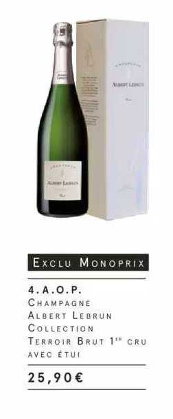 a.o.p. champagne albert lebrun collection terroir brut 1er cru avec étui