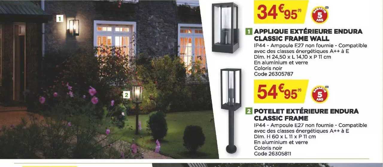 applique extérieure endura classic frame wall, potelet extérieure endura classic frame