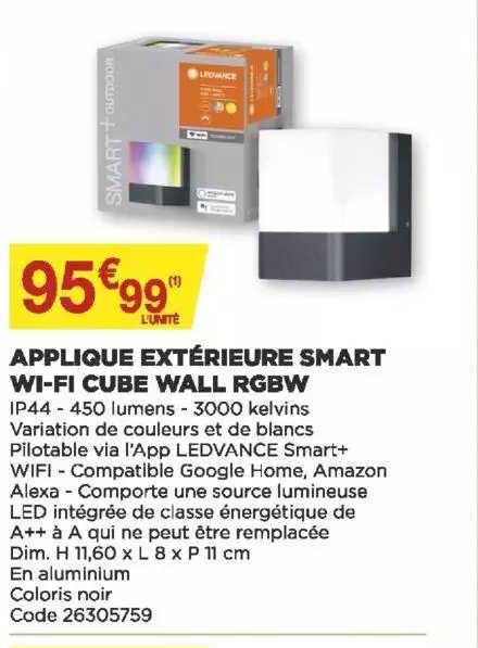 applique extérieure smart wi-fi cube wall rgbw