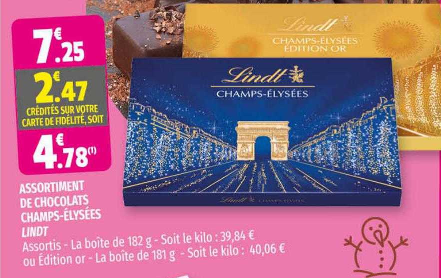 assortiment de chocolats champs-élysées lindt