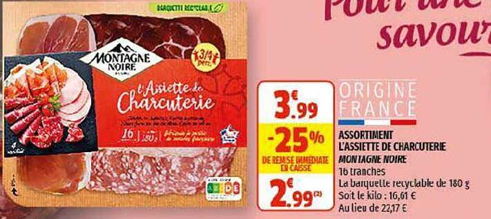 assortiment l'assiette de charcuterie montagne noire
