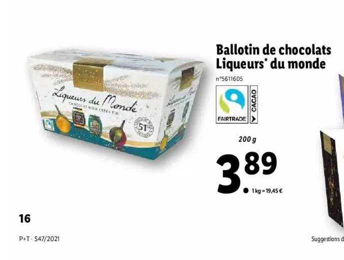 ballotin de chocolats liqueurs du monde favorina