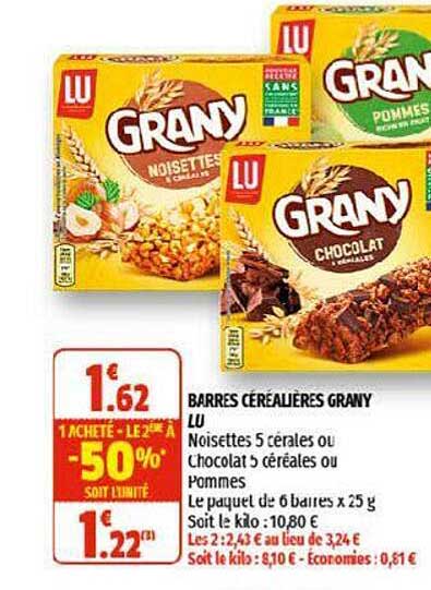 barres céréalières grany lu