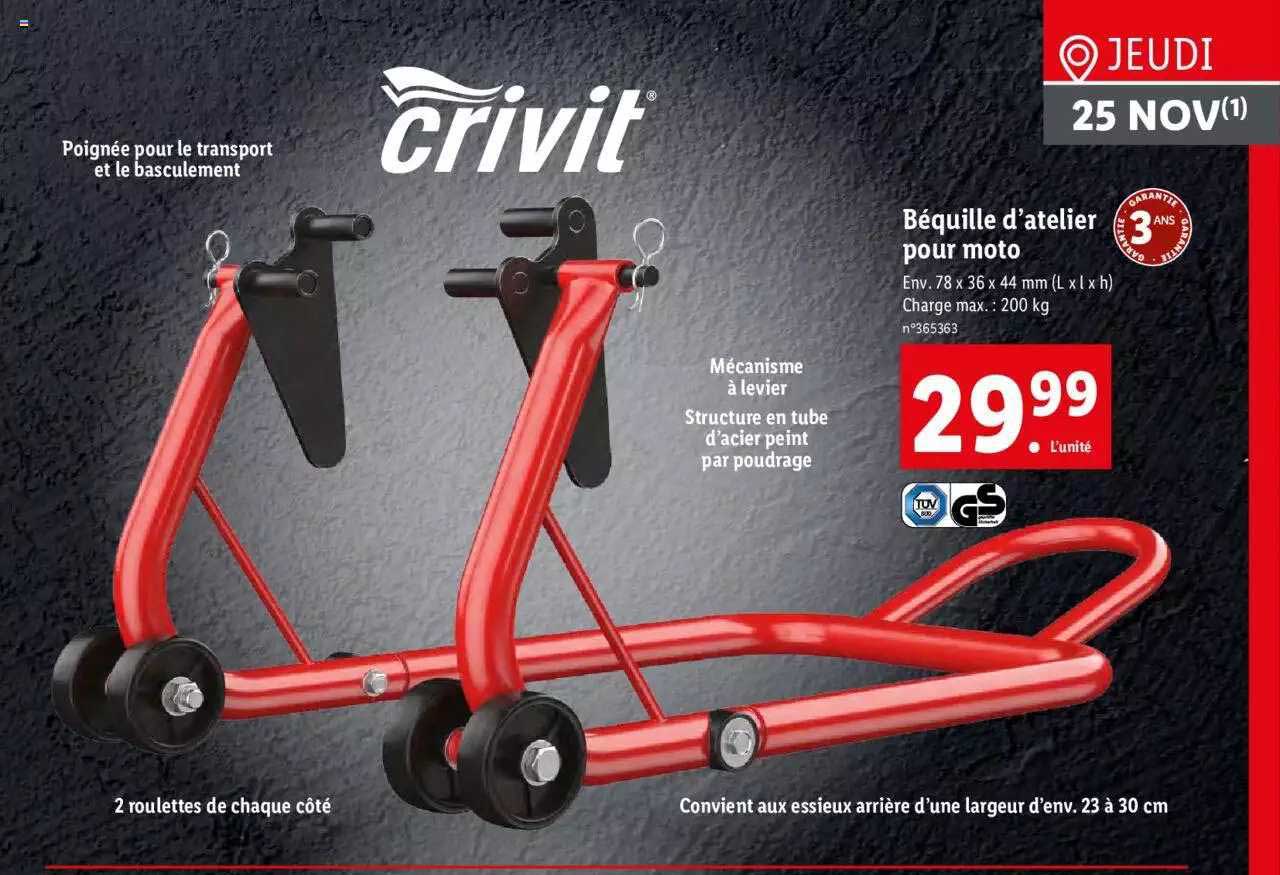 béquille d'atelier pour moto crivit
