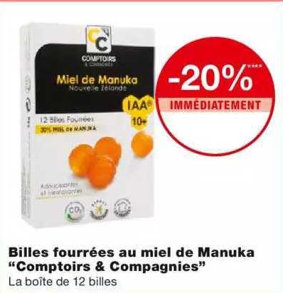 billes fourrées au miel de manuka "comptoirs & compagnies"
