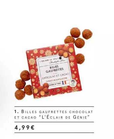 billes gaufrettes chocolat et cacao "l'éclair de génie"