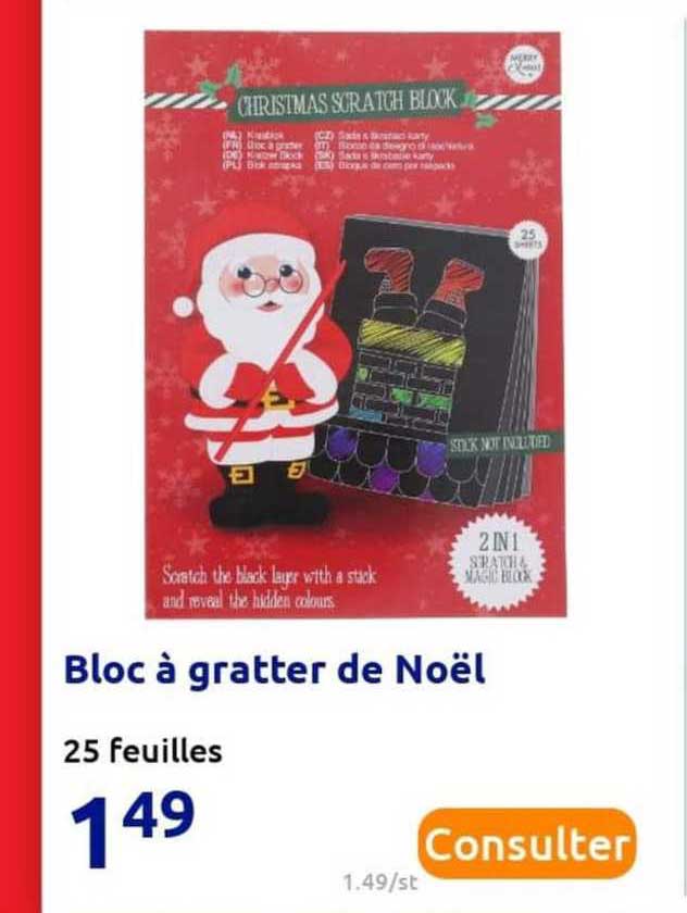 bloc à gratter de noël