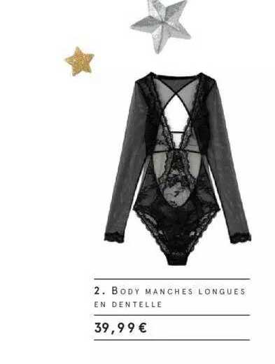 body manches longues en dentelle