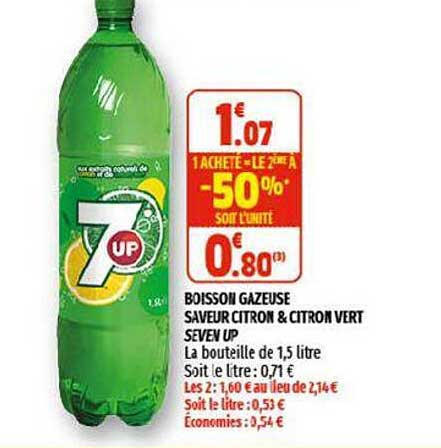 boisson gazeuse saveur citron & citron vert seven up