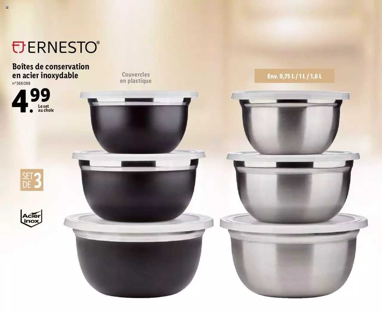 boîtes de conservation en acier inoxydable ernesto