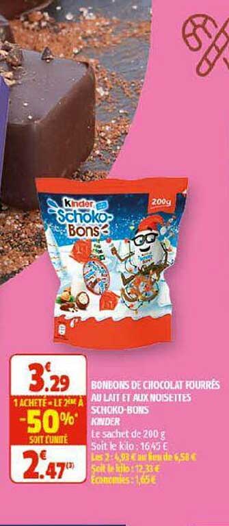 Bonbons De Chocolat Fourrés Au Lait Et Aux Noisettes Schoko-bons Kinder