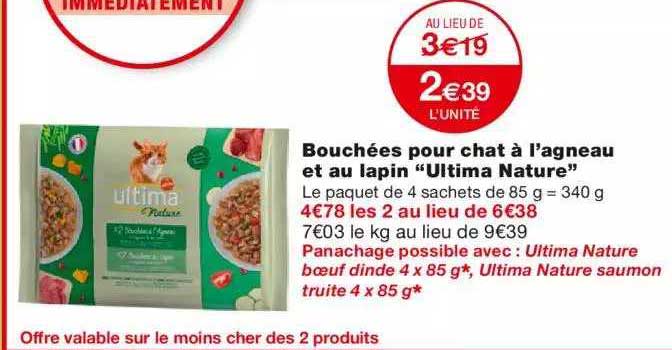 bouchées pour chat à l'agneau et au lapin "ultima nature"