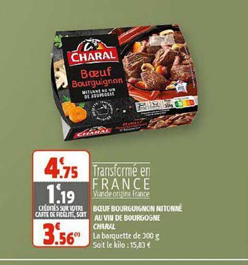 bœuf bourguignon mitonné au vin de bourgogne charal