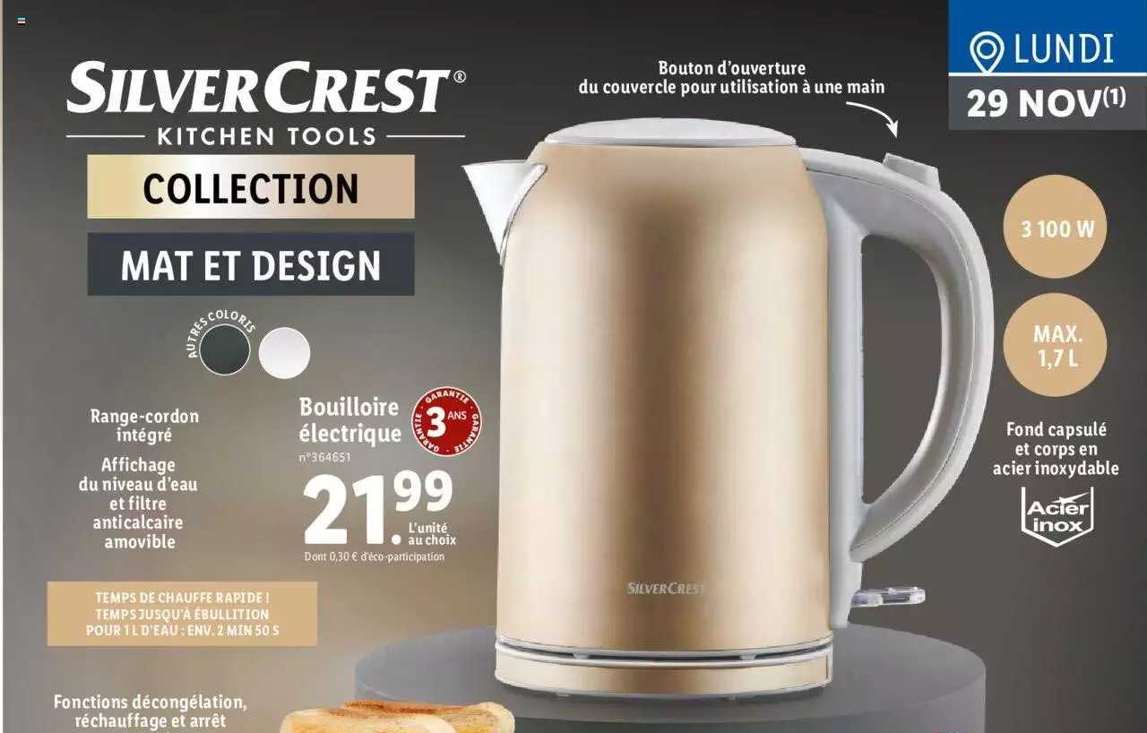 bouilloire électrique silver crest
