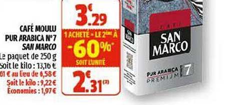 café moulu pur arabica n°7 san marco