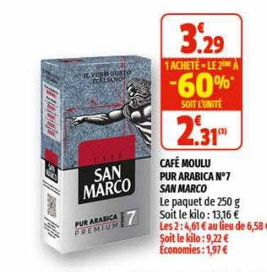 café moulu pur arabica n°7 san marco